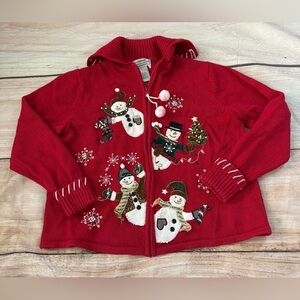 Vintage Tiara International Christmas Collection Ugly Sweater Size Large Snowman